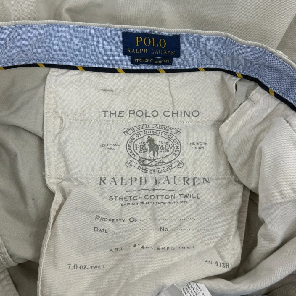 Polo Ralph‎ Lauren Mens 44 Tan Stretch Classic Fit Chino Shorts 7.0 oz Twill